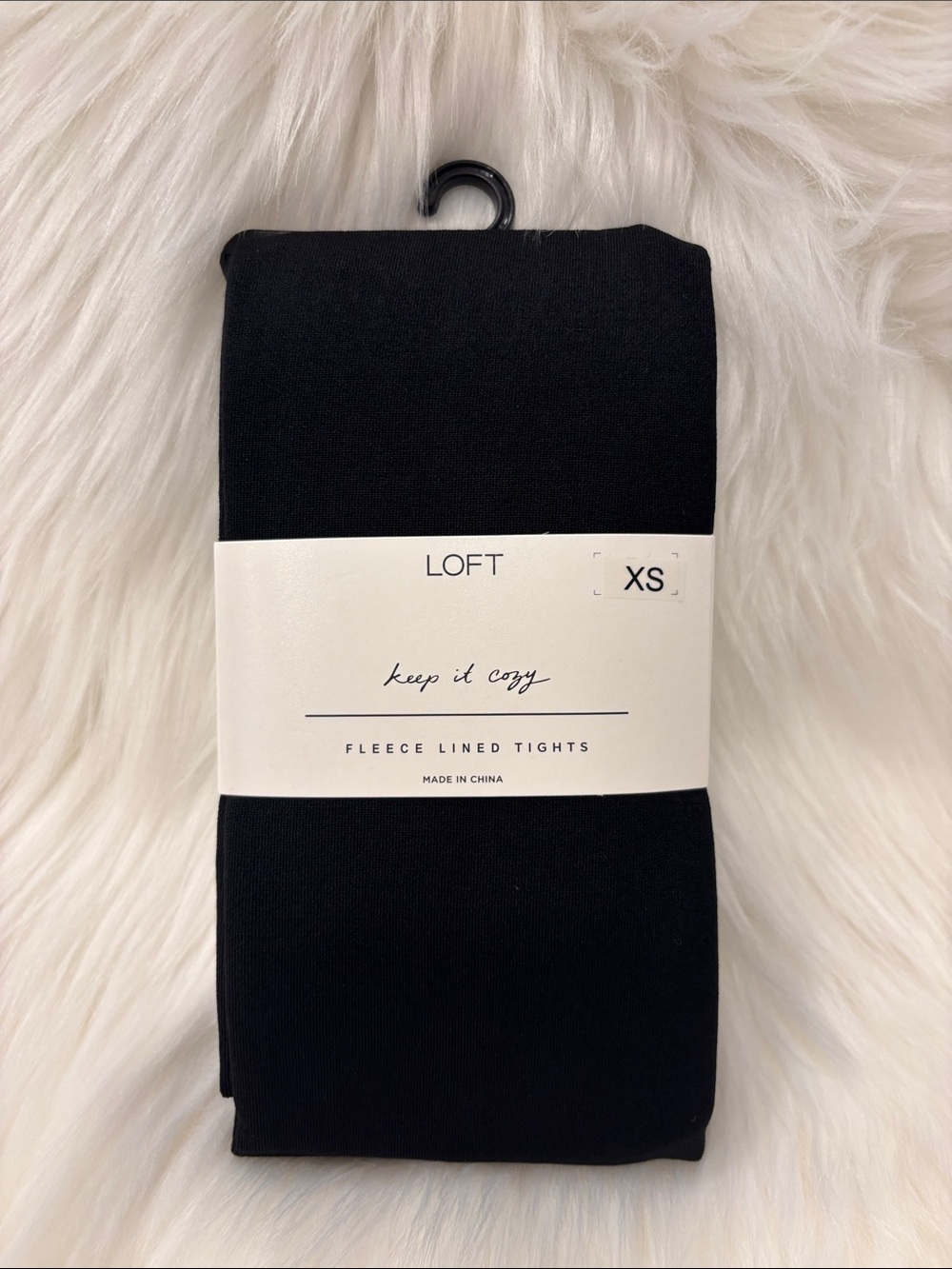 NWT LOFT keep it cozy fleece lined tights black XS